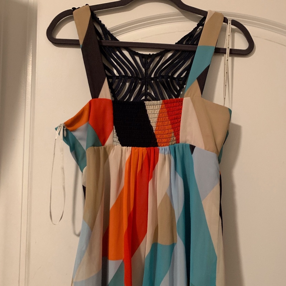 Boston Proper V Braided Neckline MultiColorful Top - Picture 4 of 6